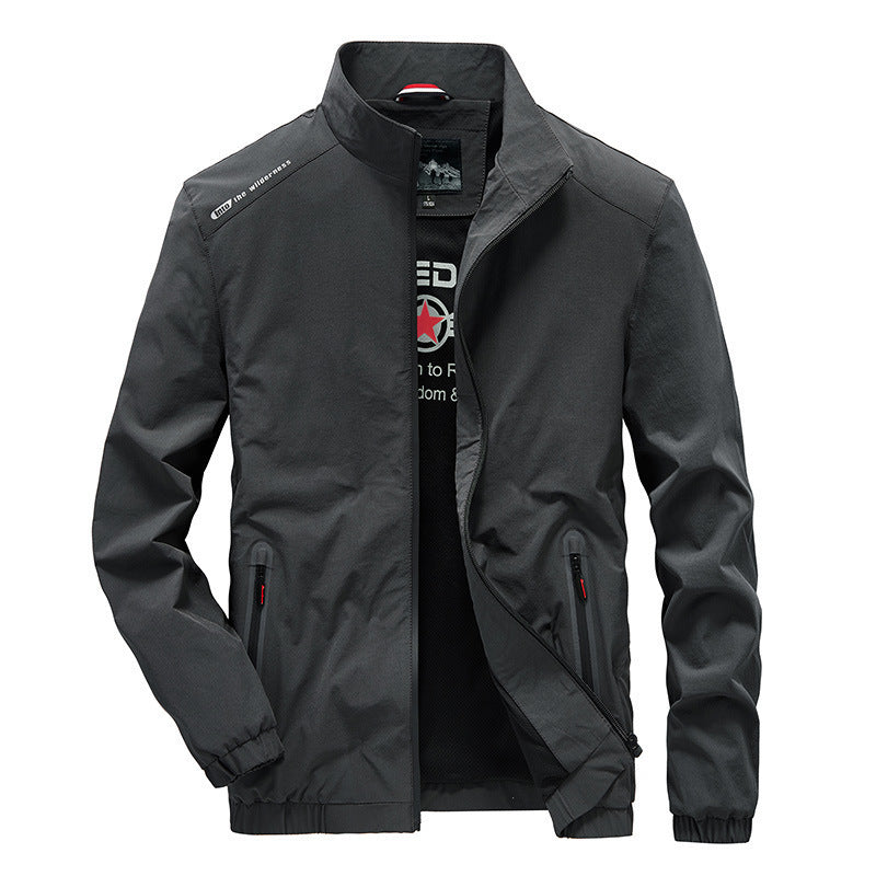 Herren Leichte Softshell-Windjacke mit Stehkragen wasserabweisenden Reißverschlüssen und Mesh-Innenfutter – Taviero