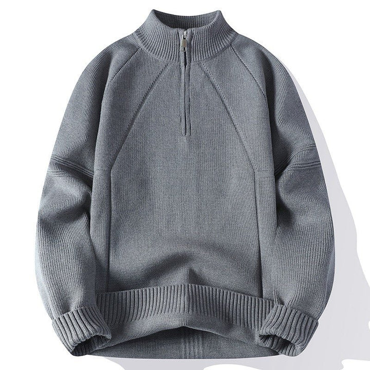 Herren Sportlicher Stehkragenpullover mit Reißverschluss und strukturiertem Design Echoarchiv
