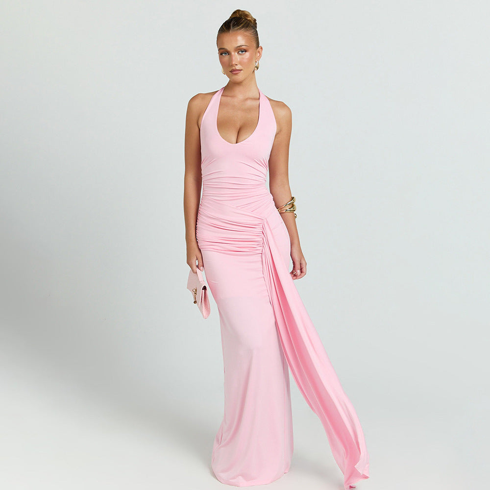 Damen Maxikleid mit tiefem Ausschnitt und Raffungen Echo Archiv