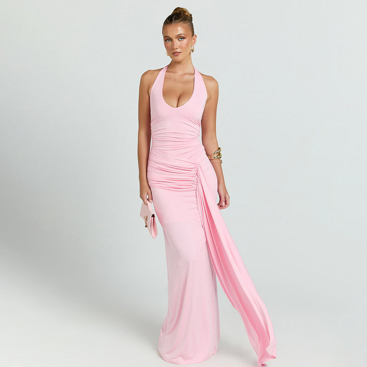 Damen Maxikleid mit tiefem Ausschnitt und Raffungen Echo Archiv