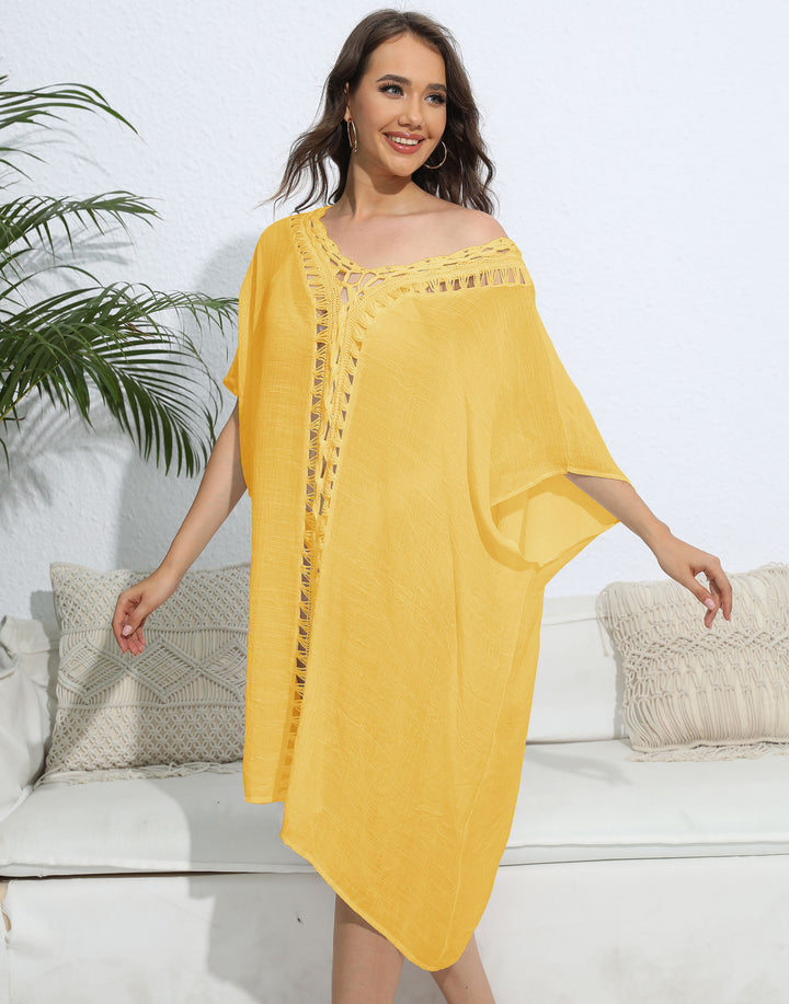 Damen luftiger Kaftan mit filigranem Häkelmuster Echo Archiv