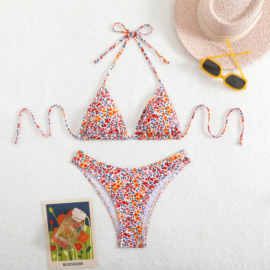 Damen Bikini mit floralem Muster und verstellbarem Halfter Echo Archiv