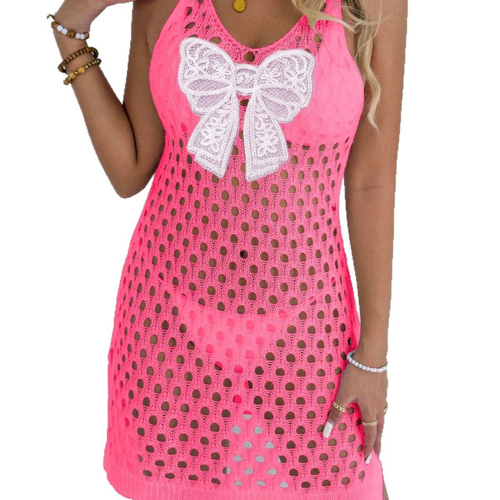 Damen luftiger Häkel-Strandkleid mit dekorativer Schleife Echo Archiv
