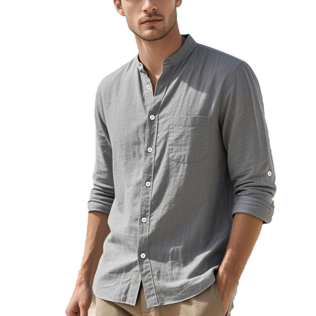 Herren Hemd im eleganten Henley-Stil mit strukturierter Baumwolle Echoarchiv