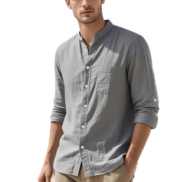 Herren Hemd im eleganten Henley-Stil mit strukturierter Baumwolle Echoarchiv