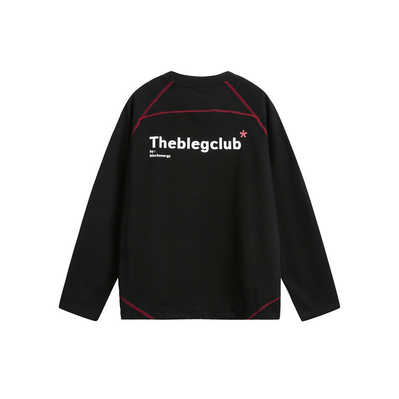 Unisex Relaxed‑Fit Langarmshirt mit Rundhalsausschnitt, kontrastierenden Flatlocknähten und weichem Loopback-Finish Echoarchiv