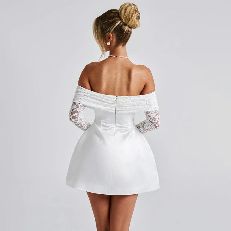 Damen Cocktailkleid mit elegantem Spitzeneinsatz und schulterfreier Silhouette Echo Archiv