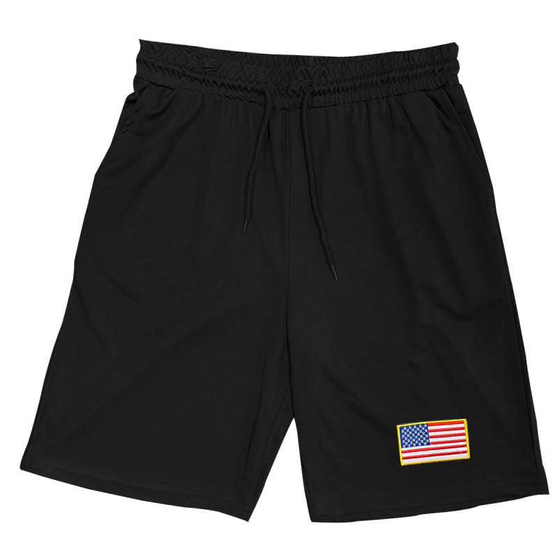 Herren sportliches Tanktop und Shorts-Set mit dekorativem Flaggenmotiv Echoarchiv