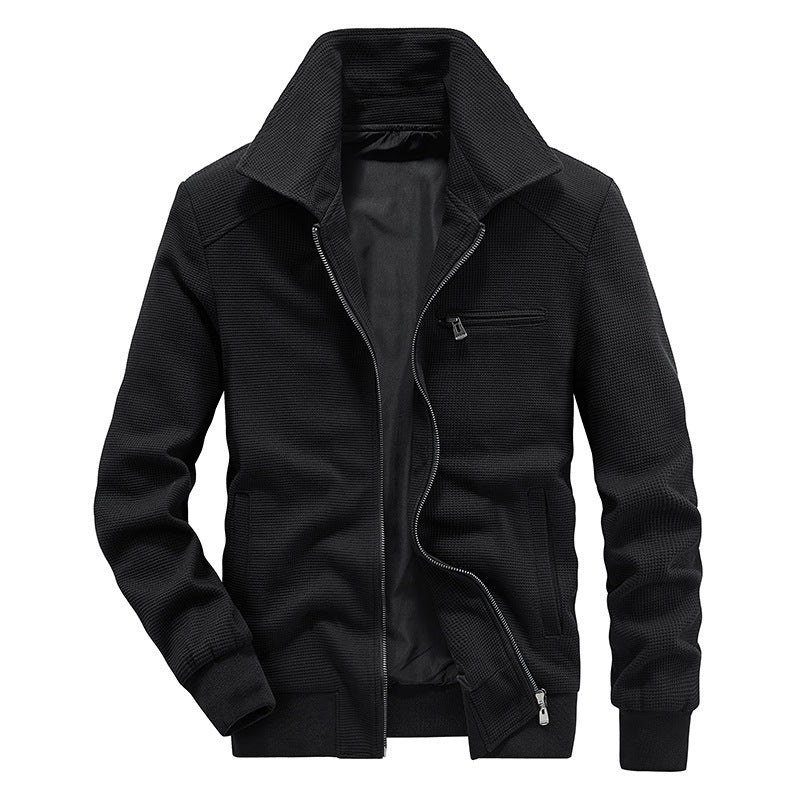 Herren Waffelstrick-Blouson mit Stehkragen, Reißverschluss und Brusttasche Echo Archiv