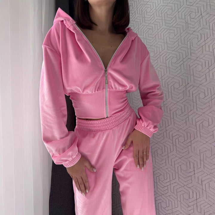 Damen Taillierte Cropped-Kapuzenjacke mit figurformendem Schlauchbund – Auréline