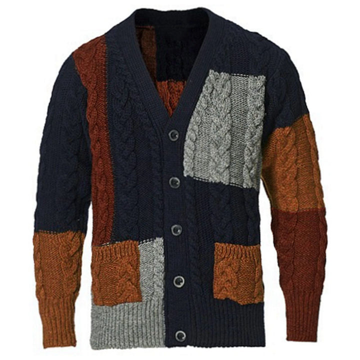 Herren Strickjacke mit Mehrfarbenmuster und praktischen Taschen Echoarchiv