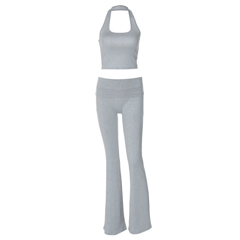 Damen Sportliches Set mit Haltertop und Flared Pants Echo Archiv