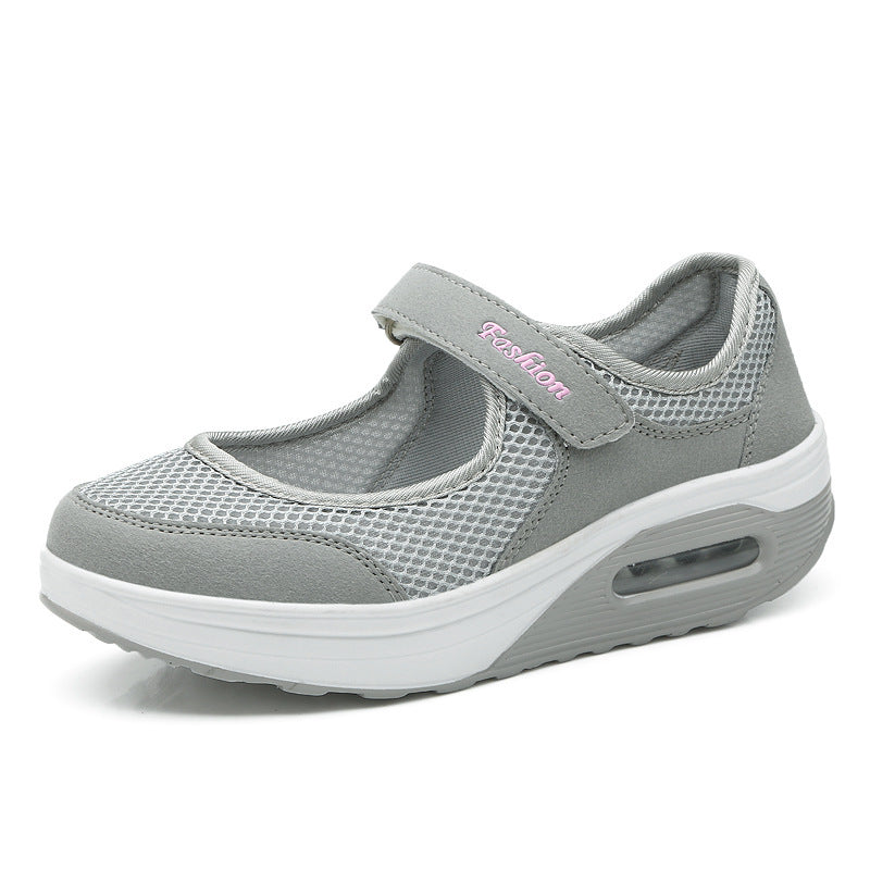 Damen Sportliche Mary-Jane Wedgesneaker mit Luftpolster und atmungsaktivem Mesh – Névara