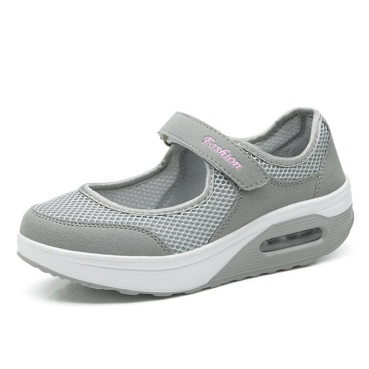 Damen Sportliche Mary-Jane Wedgesneaker mit Luftpolster und atmungsaktivem Mesh – Névara