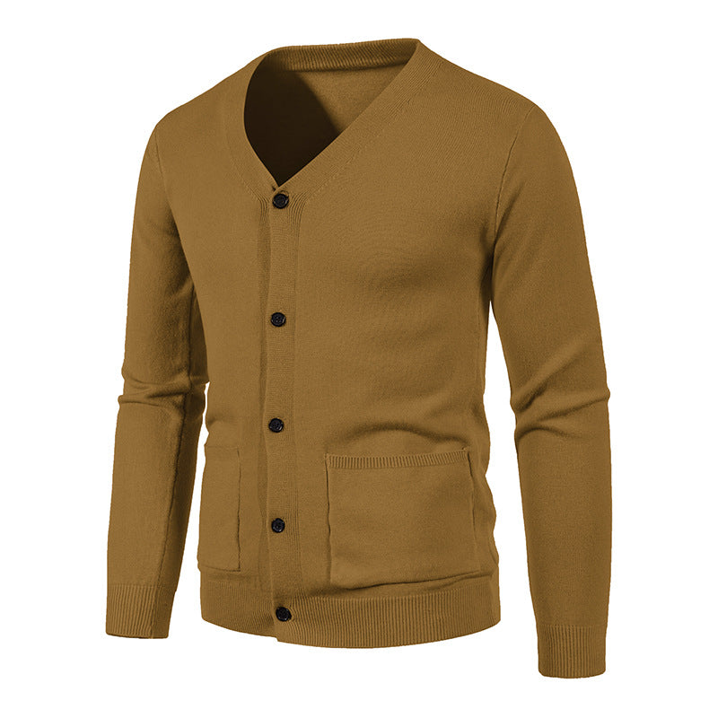 Herren nan schlanker Feinstrick-Cardigan mit V-Ausschnitt, Knopfleiste und aufgesetzten Taschen Echo Archiv