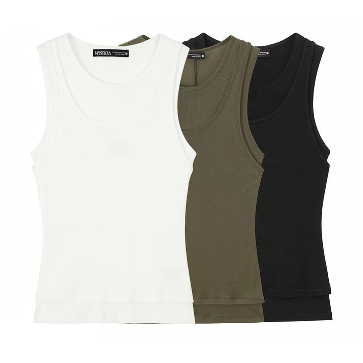Damen ärmelloses Tanktop aus hochwertigem Stretch-Material mit figurbetontem Schnitt Echo Archiv