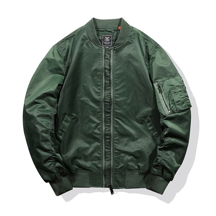 Herren leichter Nylon-Bomber mit kontrastierender Innenfütterung, Ärmeltasche und geripptem Bund Echoarchiv