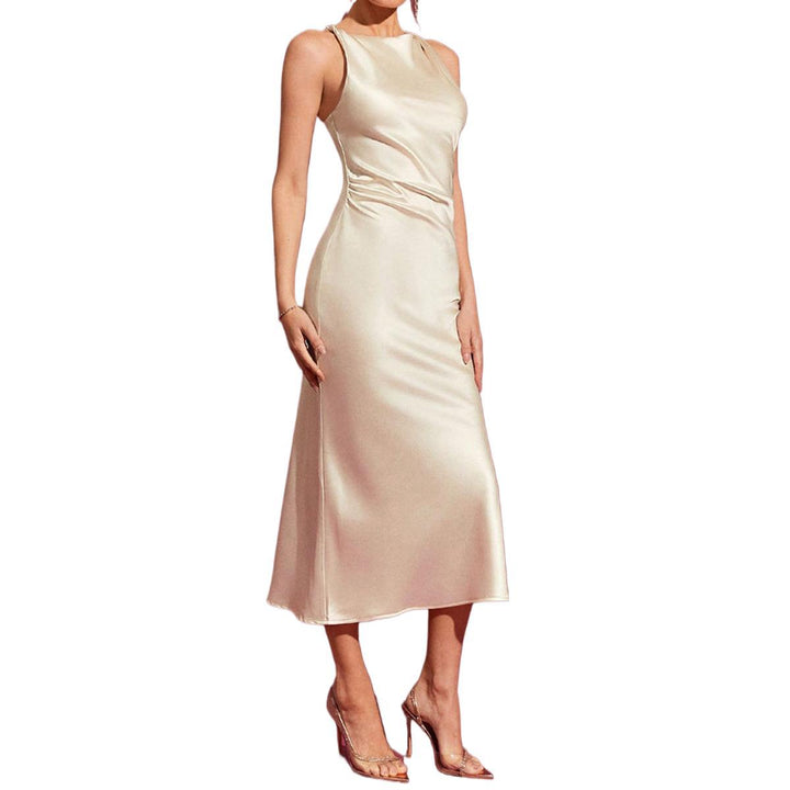 Damen elegantes Satin-Cocktailkleid mit asymmetrischem Schnitt und figurbetontem Design Echo Archiv