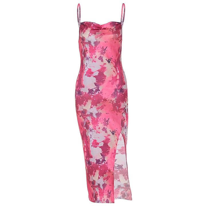 Damen Midi-Kleid mit asymmetrischem Saum und floralem Muster Echo Archiv