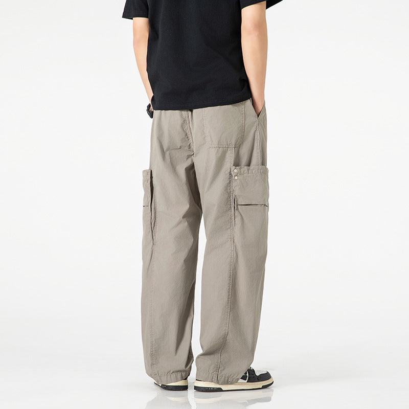 Herren Weite Nylon-Cargo-Hose im Utility-Stil mit seitlichen Klappentaschen Echo Archiv
