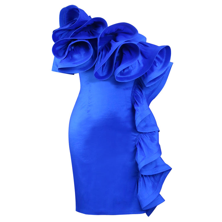 Damen elegantes Kleid mit dramatischen Rüschendetails Echo Archiv