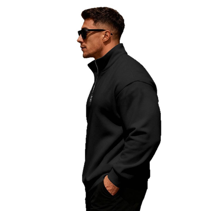 Herren sportlicher Pullover mit Stehkragen und halbem Reißverschluss Echoarchiv