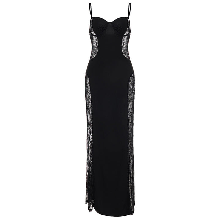 Damen Spitzen-Midi-Kleid mit transparenter Seitenpartie und verführerischem Design Echo Archiv