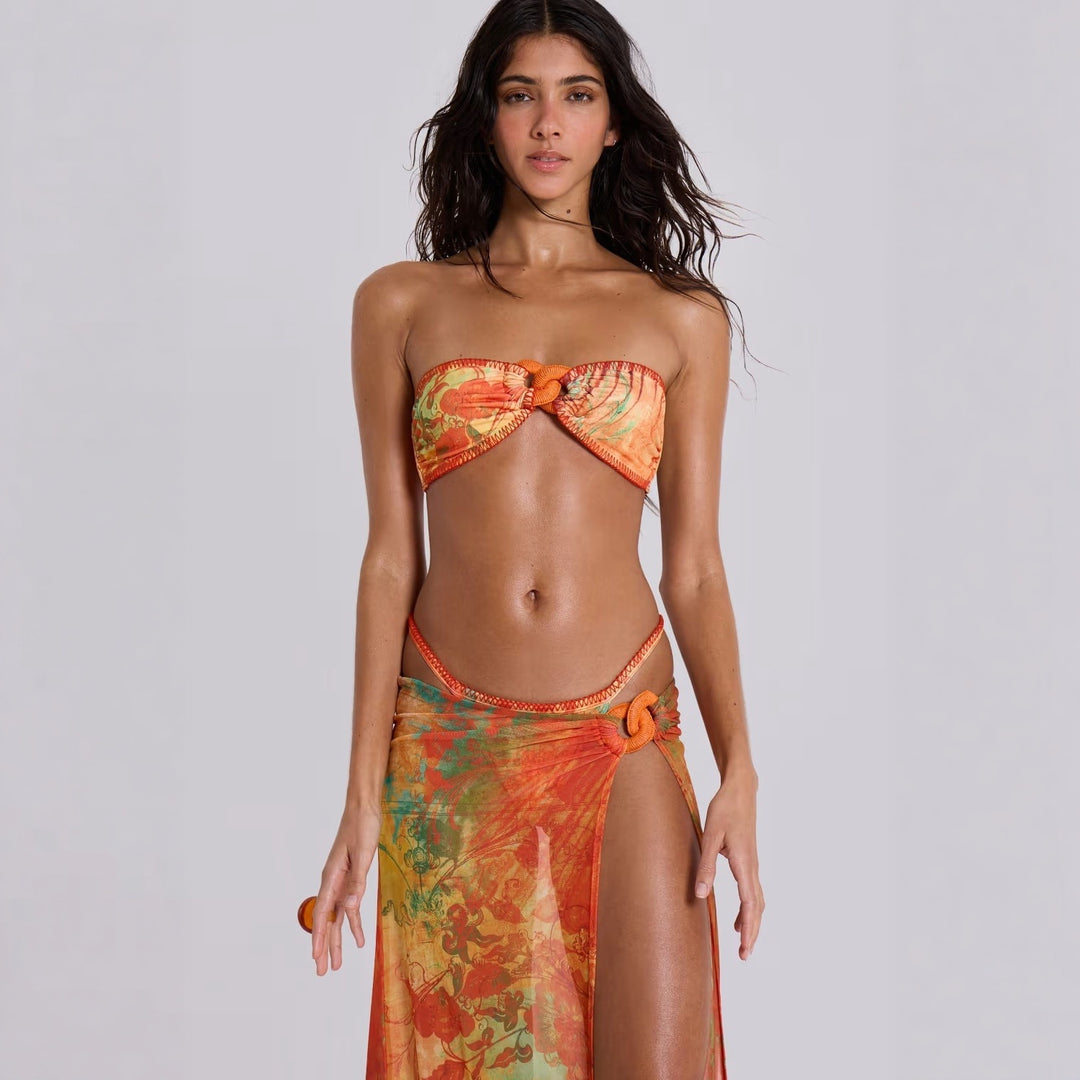 Damen Bandeau-Bikini-Set mit verspieltem Wickelrock Echo Archiv