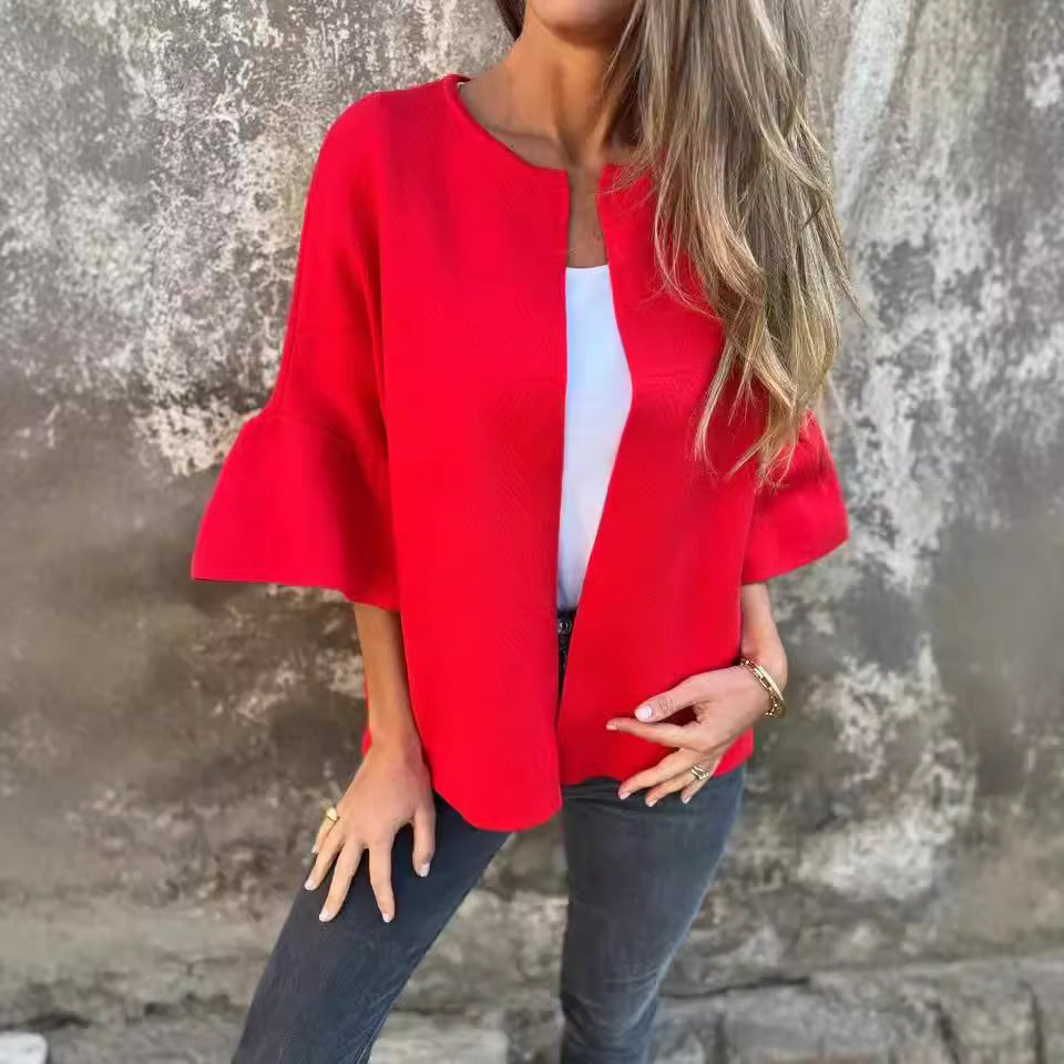 Damen Kurzjacke aus Strukturstrick mit 3/4 Ballonärmeln Echo Archiv