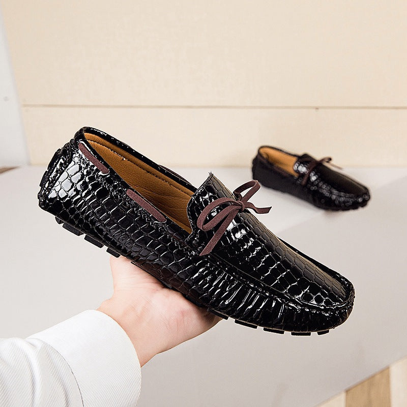 Damen lackierte Mokassin-Fahrerhalbschuhe mit Krokoprägung, weichem Lederfutter und profilierter Noppenlaufsohle Echo Archiv
