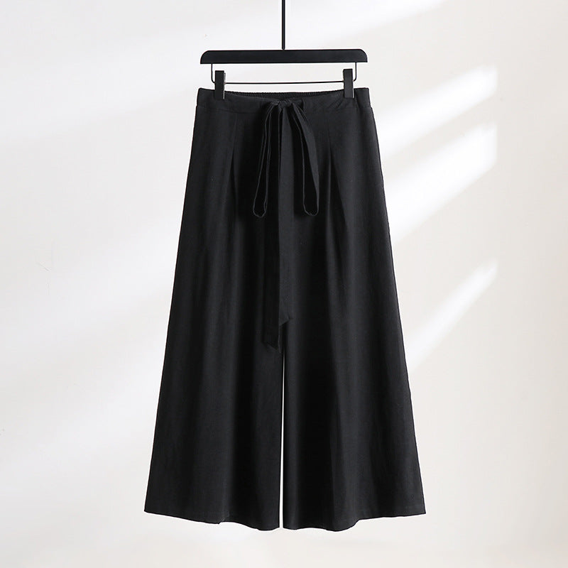 Damen Palazzo-Culotte mit elastischem Bund und Bindegürtel Echoarchiv