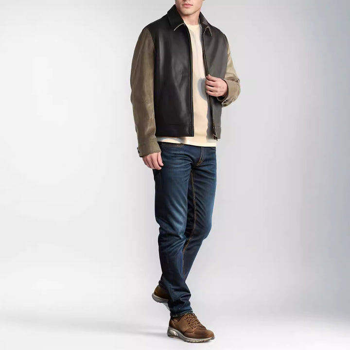 Herren modische Übergangsjacke mit Kontrastärmel und modernem Kragen Echoarchiv