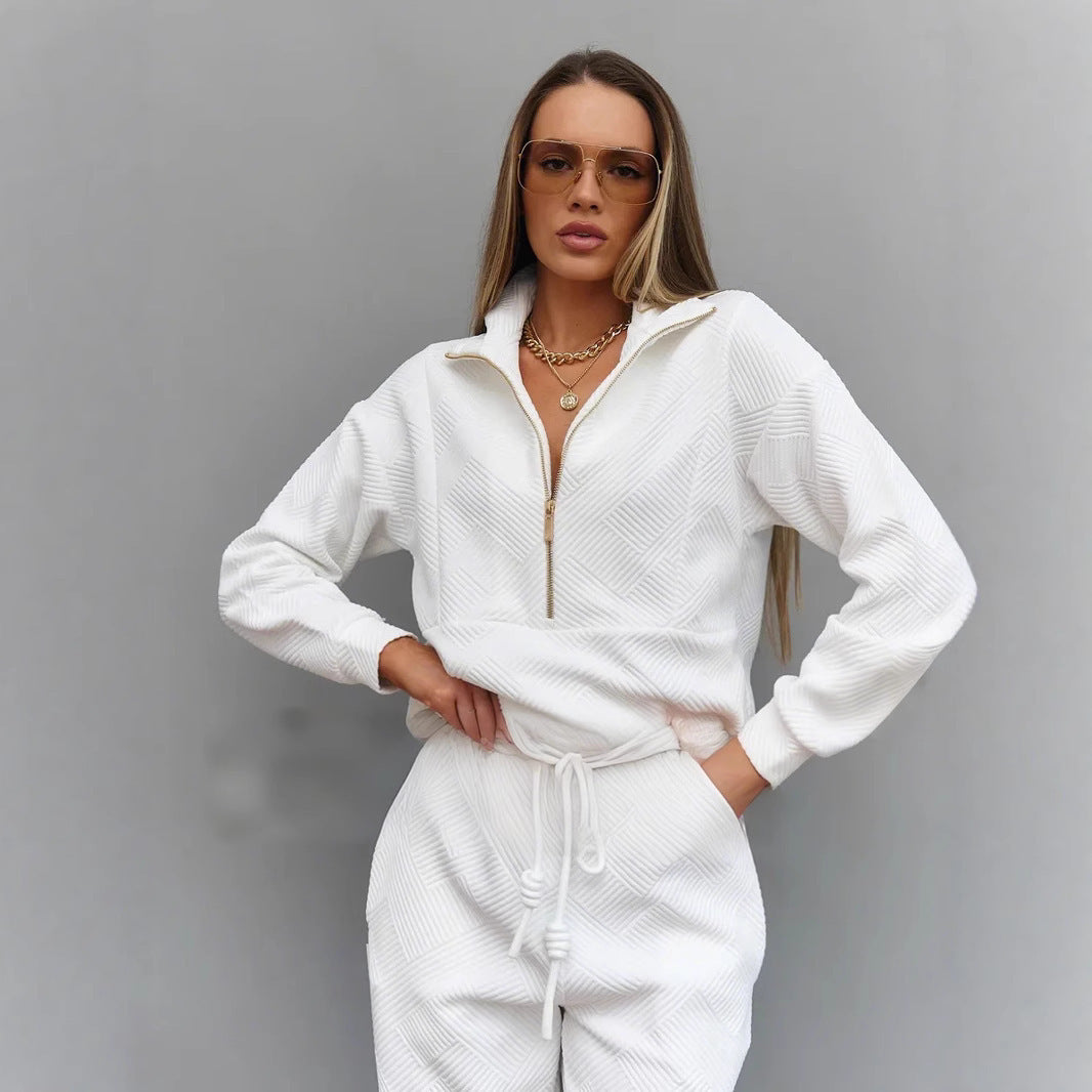 Damen nan gesteppter Loungeanzug mit halbem Reißverschluss und elastischer Komforthose Echo Archiv