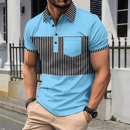 Herren Poloshirt mit modernem Streifenmuster und eleganter Brusttasche Echoarchiv