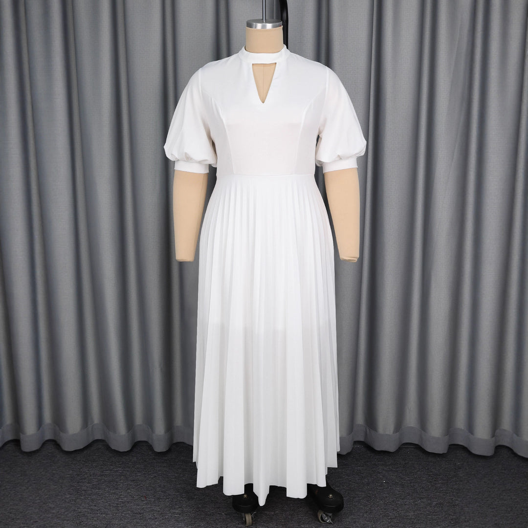 Damen elegantes Maxikleid mit plissiertem Rock und modischem Schlüssel-Ausschnitt Echo Archiv