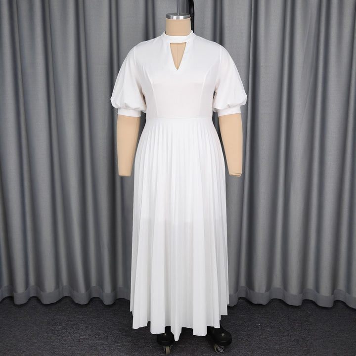 Damen elegantes Maxikleid mit plissiertem Rock und modischem Schlüssel-Ausschnitt Echo Archiv