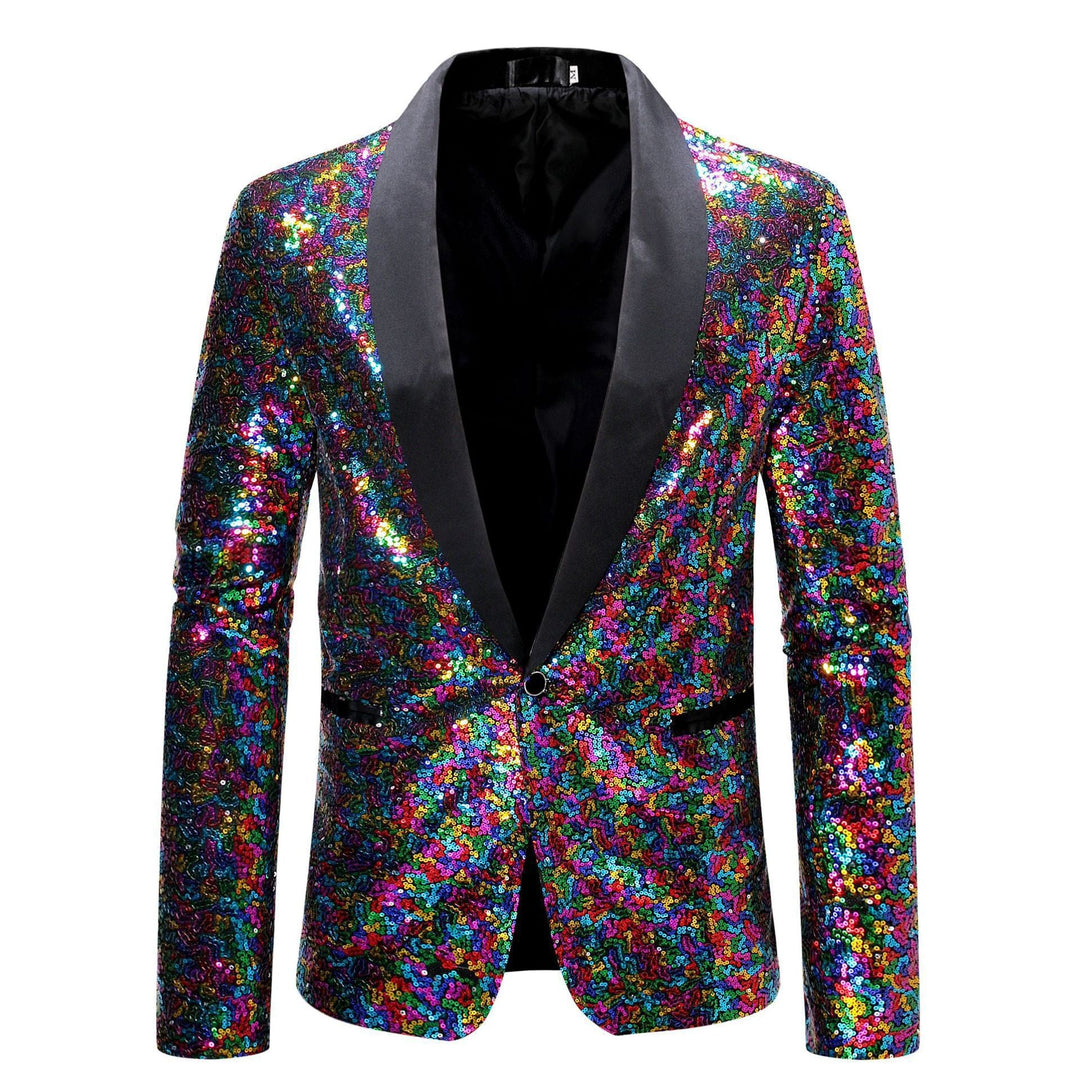 Herren Pailletten-Blazer mit Schalkragen – Tianoro