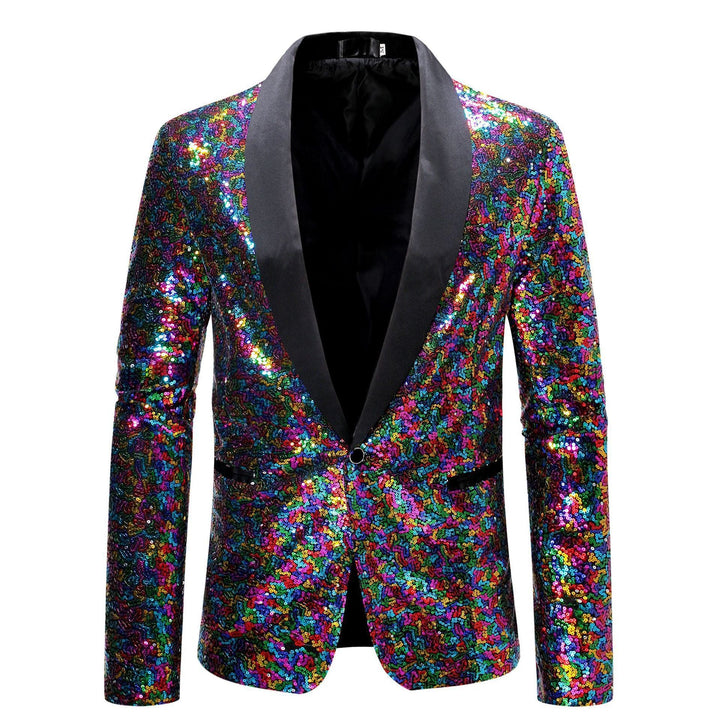 Herren Pailletten-Blazer mit Schalkragen – Tianoro