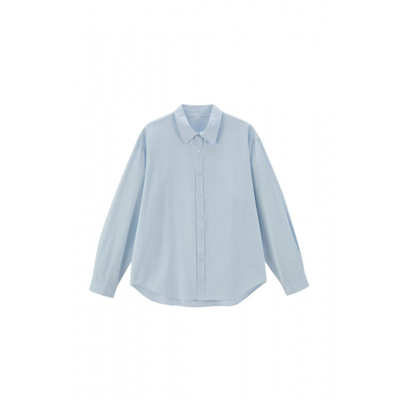 Damen Lockeres Oversize-Blusenhemd mit Kentkragen, durchgehender Knopfleiste und abgerundetem Saum Echo Archiv