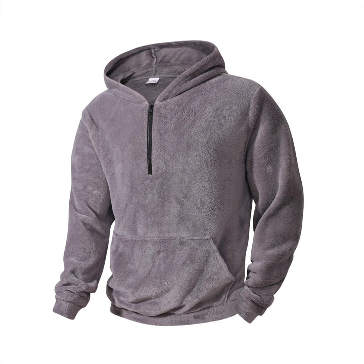 Herren kuscheliger Microfleece-Hoodie mit Halbzip, Kapuze und Kängurutasche – Cavarno