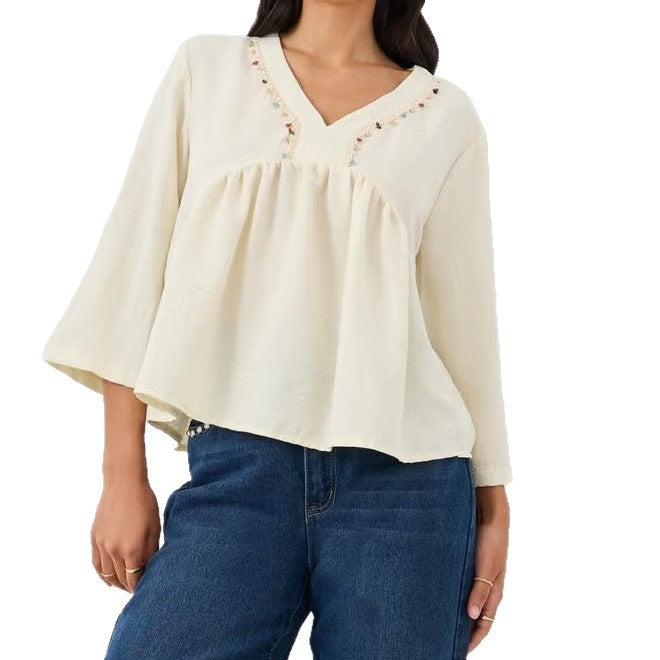 Damen Lockere Bluse mit eingearbeiteten Details Echo Archiv