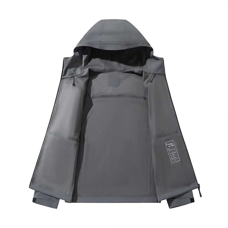Herren Wasserabweisende Softshell-Outdoorjacke mit Kapuze, verschweißten Nähten & minimalistischer Reißverschluss Echoarchiv