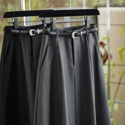 Damen Eleganter Midirock mit Taillengürtel Echoarchiv