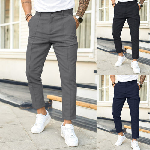 Herren Slim-Fit Anzughose mit elastischem Bund und eleganten Falten Echoarchiv