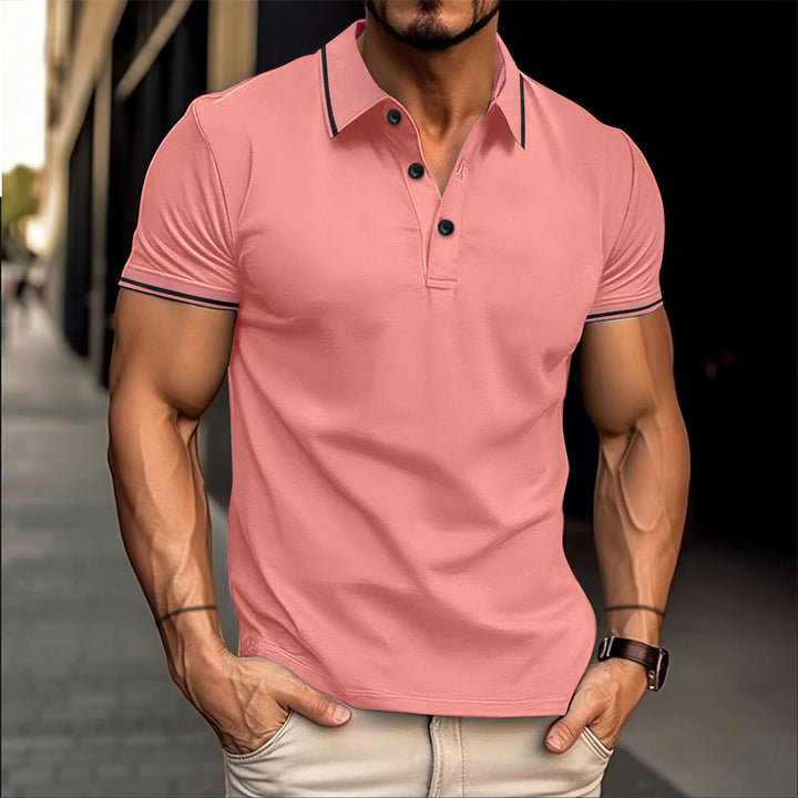 Herren stilvolles Kurzarm-Polo mit Kontrastdetails Echoarchiv