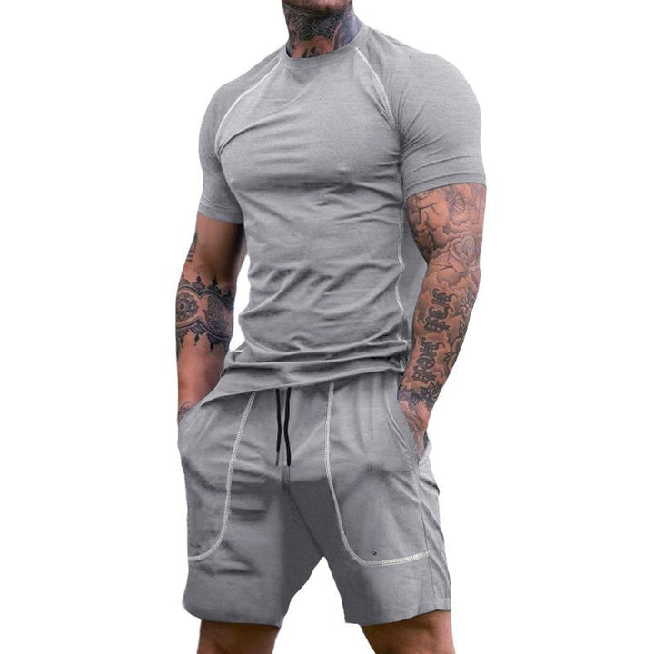 Herren nan Raglan-Fit Kurzarmshirt- und Tunnelzug-Shorts-Set aus atmungsaktivem Stretch-Jersey mit Kontrastnähten Echo Archiv