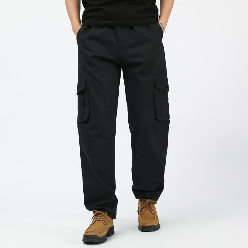 Herren Lockere Cargo-Freizeithose mit tiefem Schritt, elastischem Bund & Multitaschen Echoarchiv