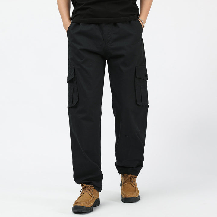Herren Lockere Cargo-Freizeithose mit tiefem Schritt, elastischem Bund & Multitaschen Echoarchiv
