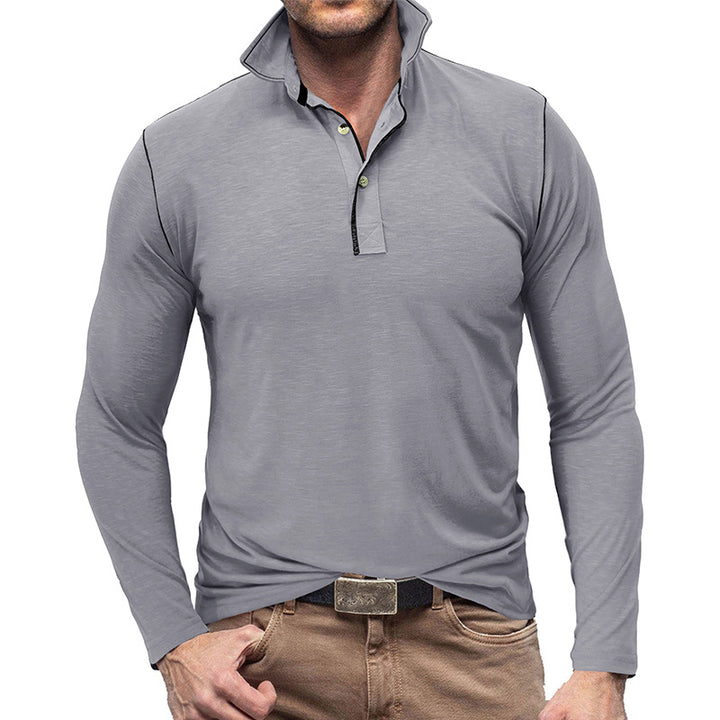 Herren Langarm-Polohemd mit eleganter Knopfleiste und hochwertigem Stoff Echoarchiv
