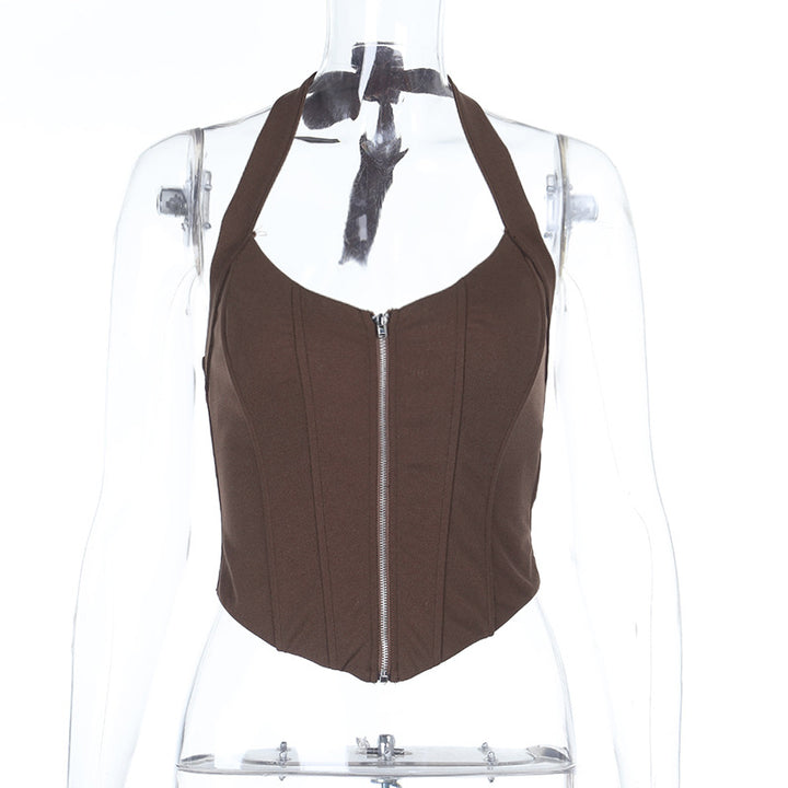 Damen figurbetontes Bustier-Oberteil mit Reißverschluss und verstärktem Schnitt Echo Archiv